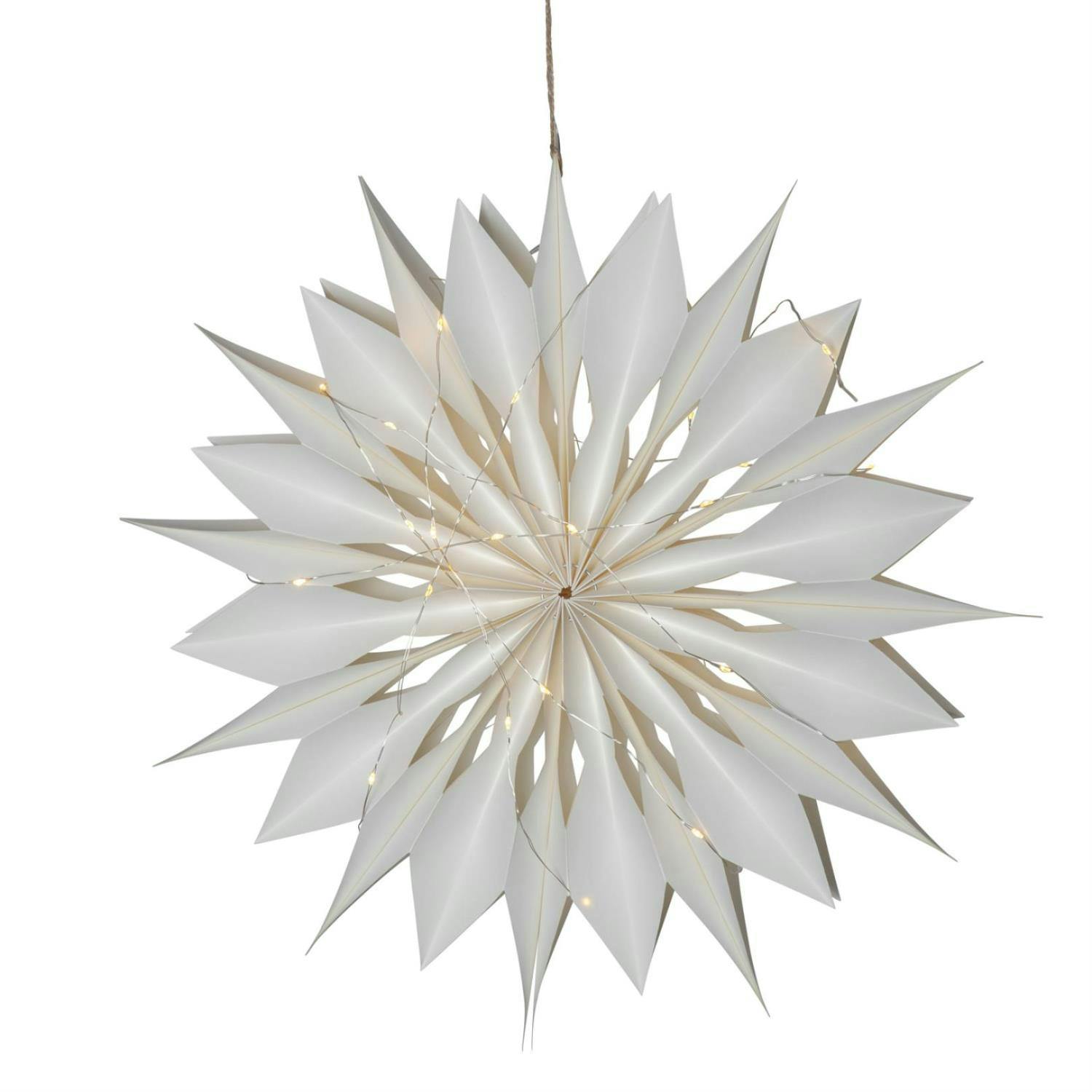 Papierstern Melli Weihnachtsstern Faltstern mit Lichterkette hängend