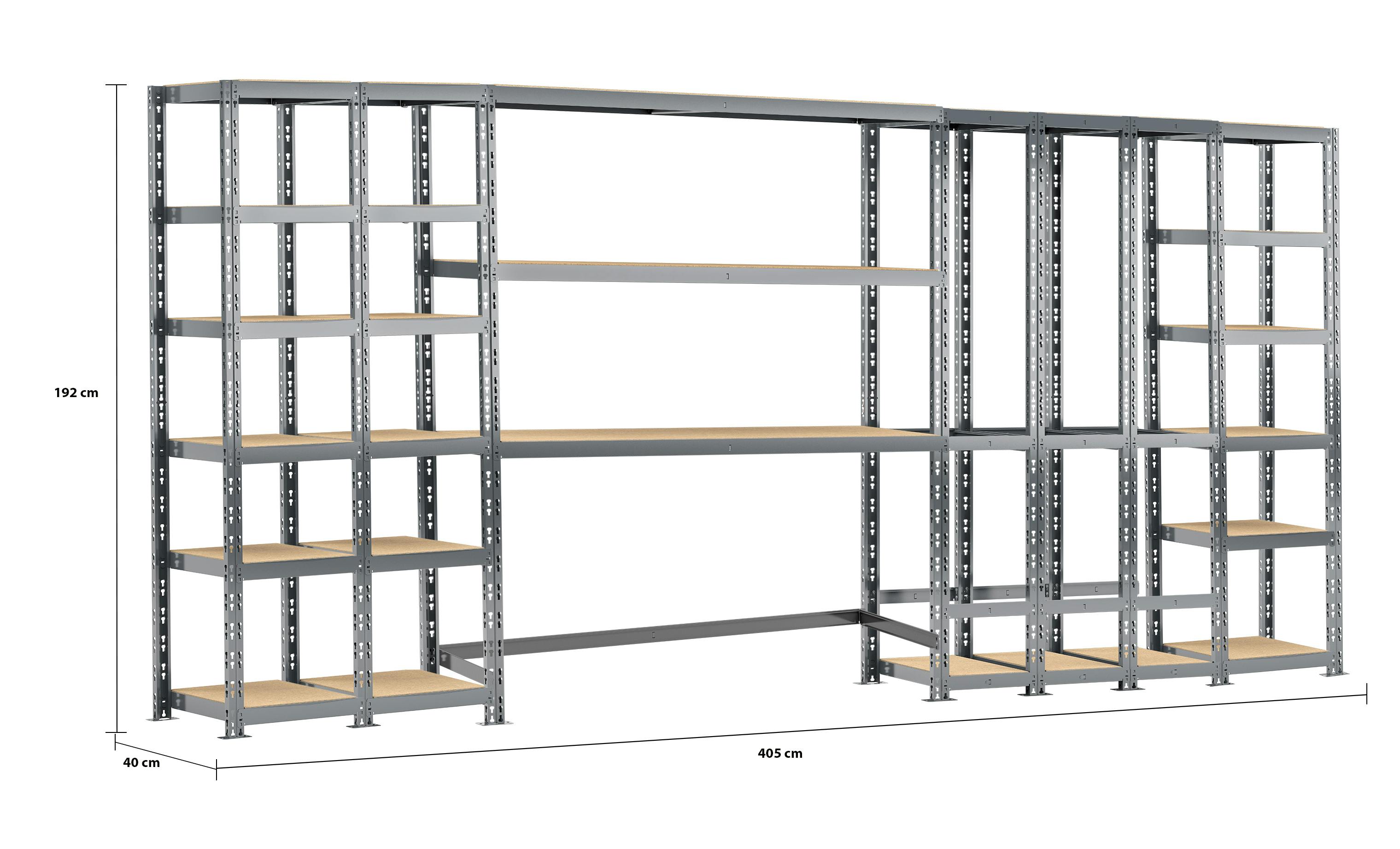 Modulö Storage Concept rangement de garage - longueur 240 cm - 18 p