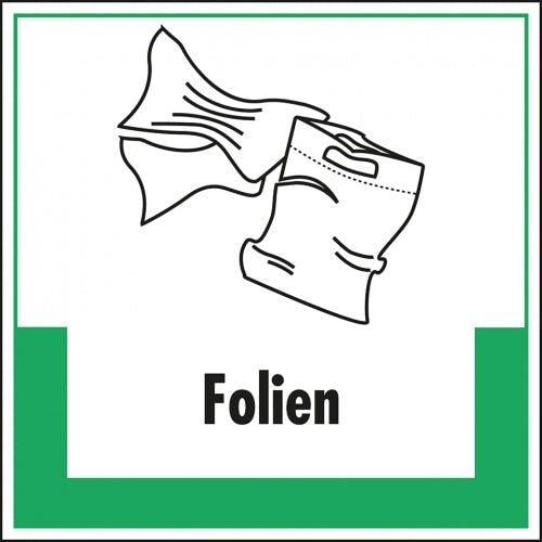 Schild I Abfallkennzeichen Folien, mit Symbol und Text, Kunststoff