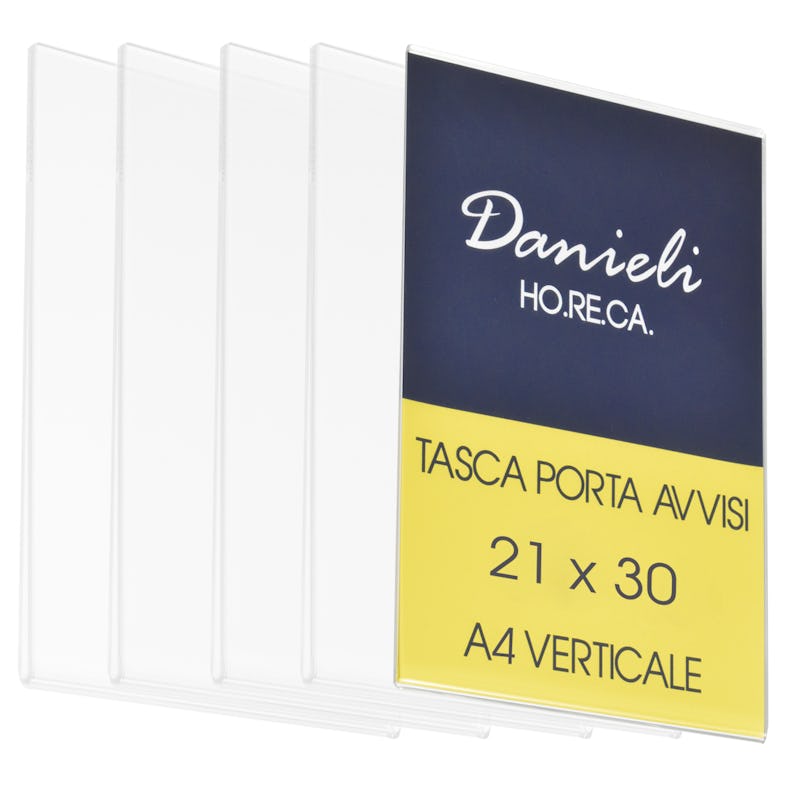 Danieli Store, Soporte para cartel de pared en metacrilato, Expositor  para avisos de pared, Cartel de pared con adhesivo (5 Unidades A5  Vertical)