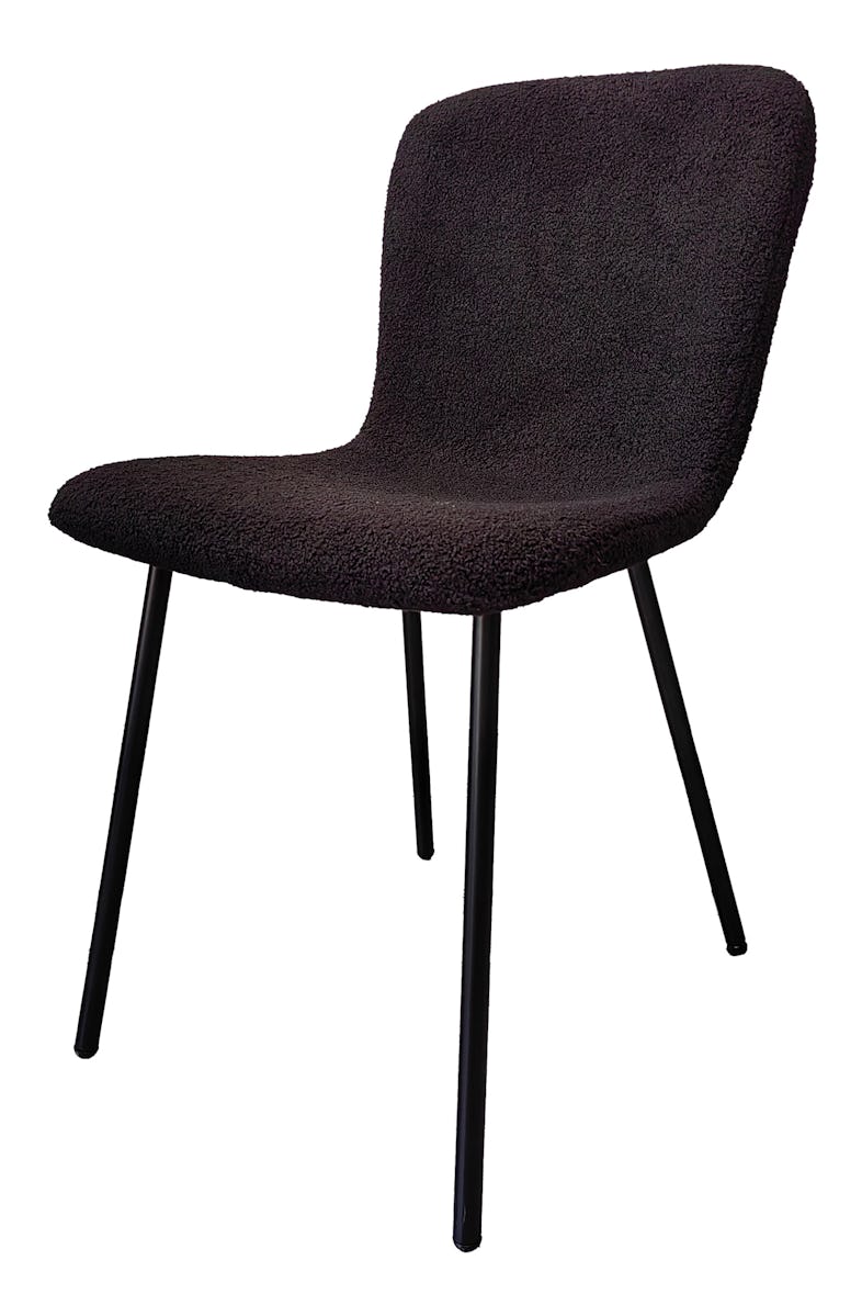 SalesFever Esszimmer-Stuhl im 4er Set | Bezug Bouclé Stoff | Beine Metall |  B 44 x T 52 x H 79 cm | schwarz | METRO Marktplatz | Stühle