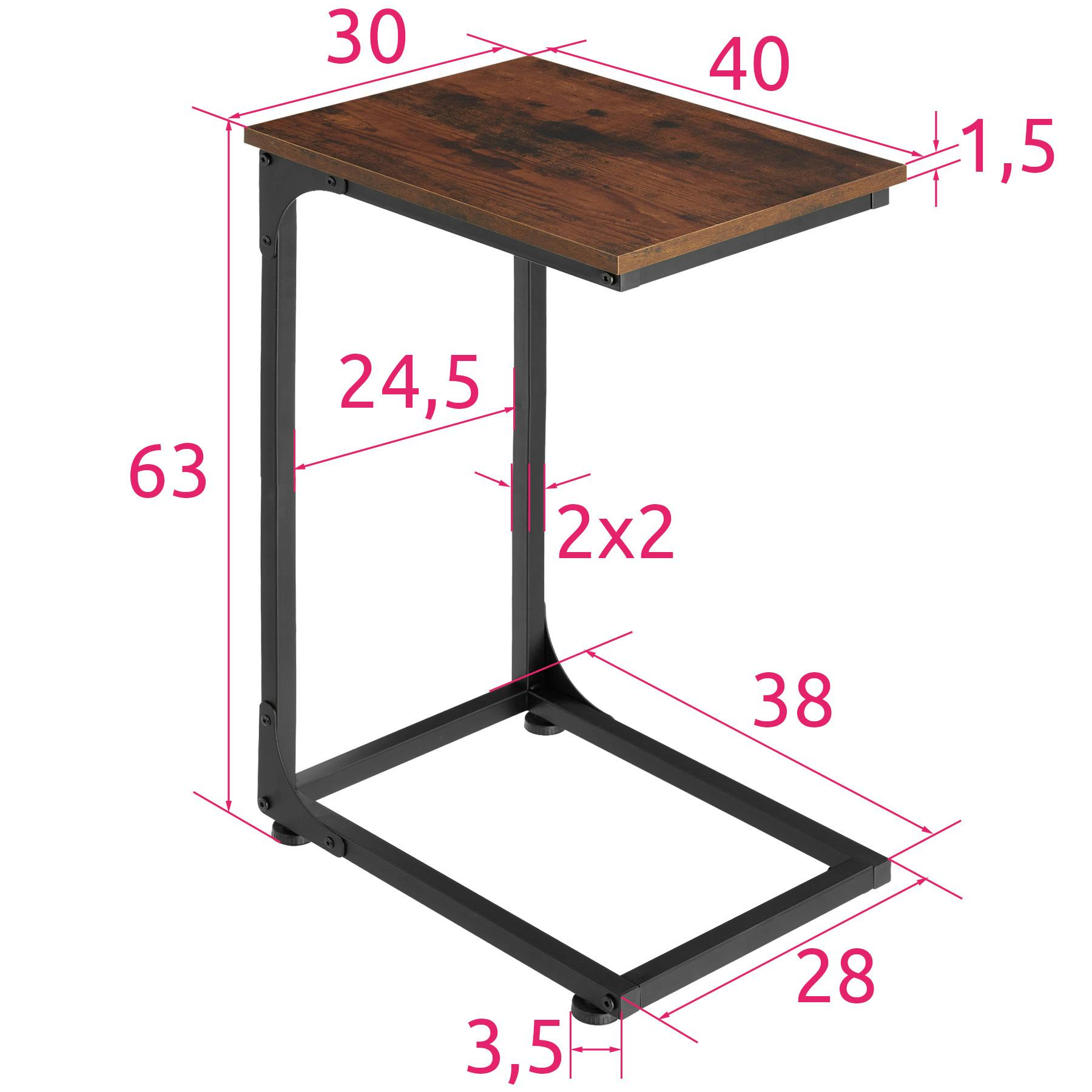 Tectake Tavolino Erie 40x30x63cm Legno industriale scuro, rustico