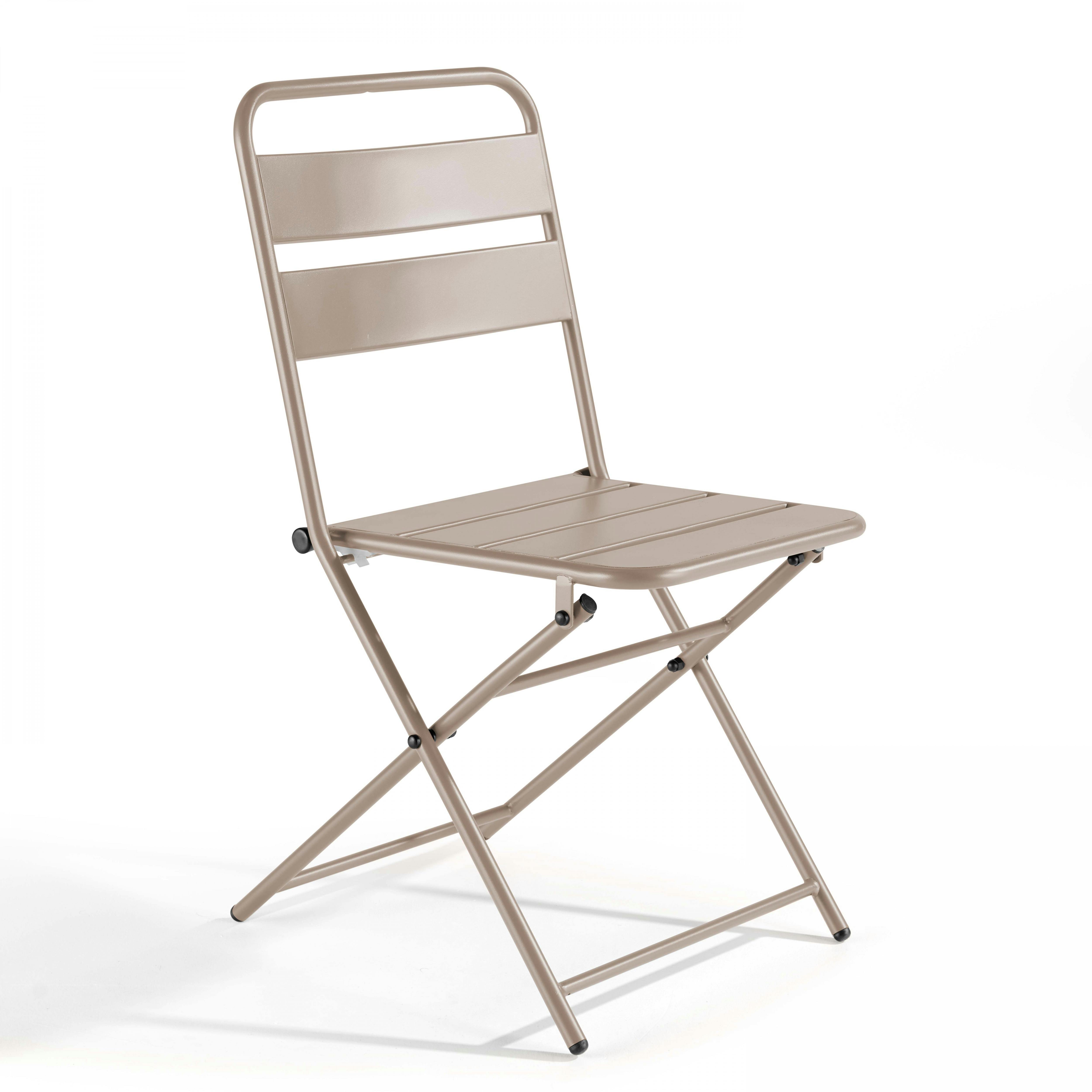 Estosa - Ensemble table et chaises d'extérieur pliantes Mia taupe