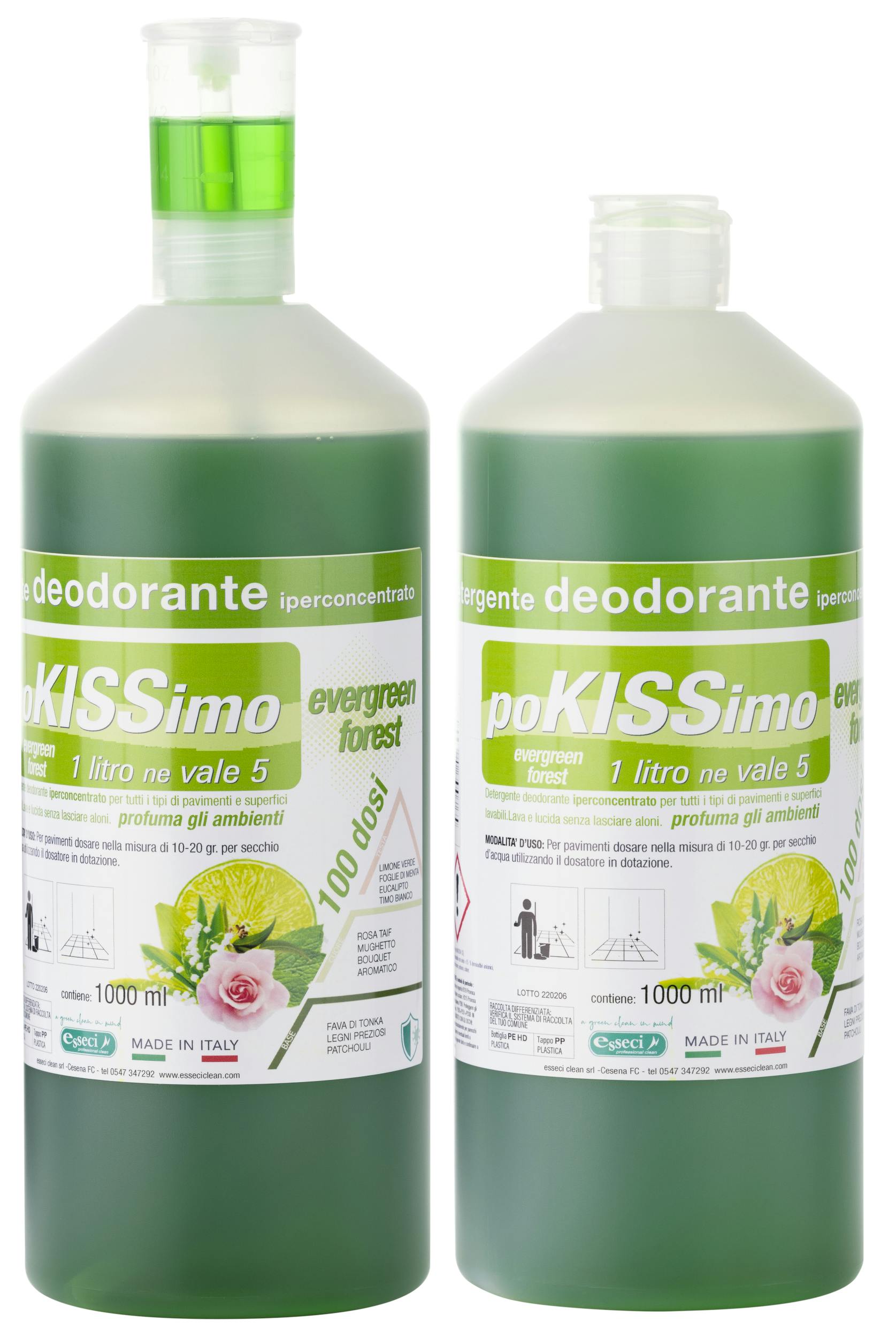 esseci clean pokissimo 1000ml evergreen forest detergente deodorante  iperconcentrato