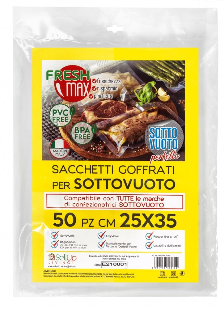 FreshMax® Sacchetto Goffrato per sottovuoto 25x35cm - Confezione da 50  sacchetti SH50SAC2535