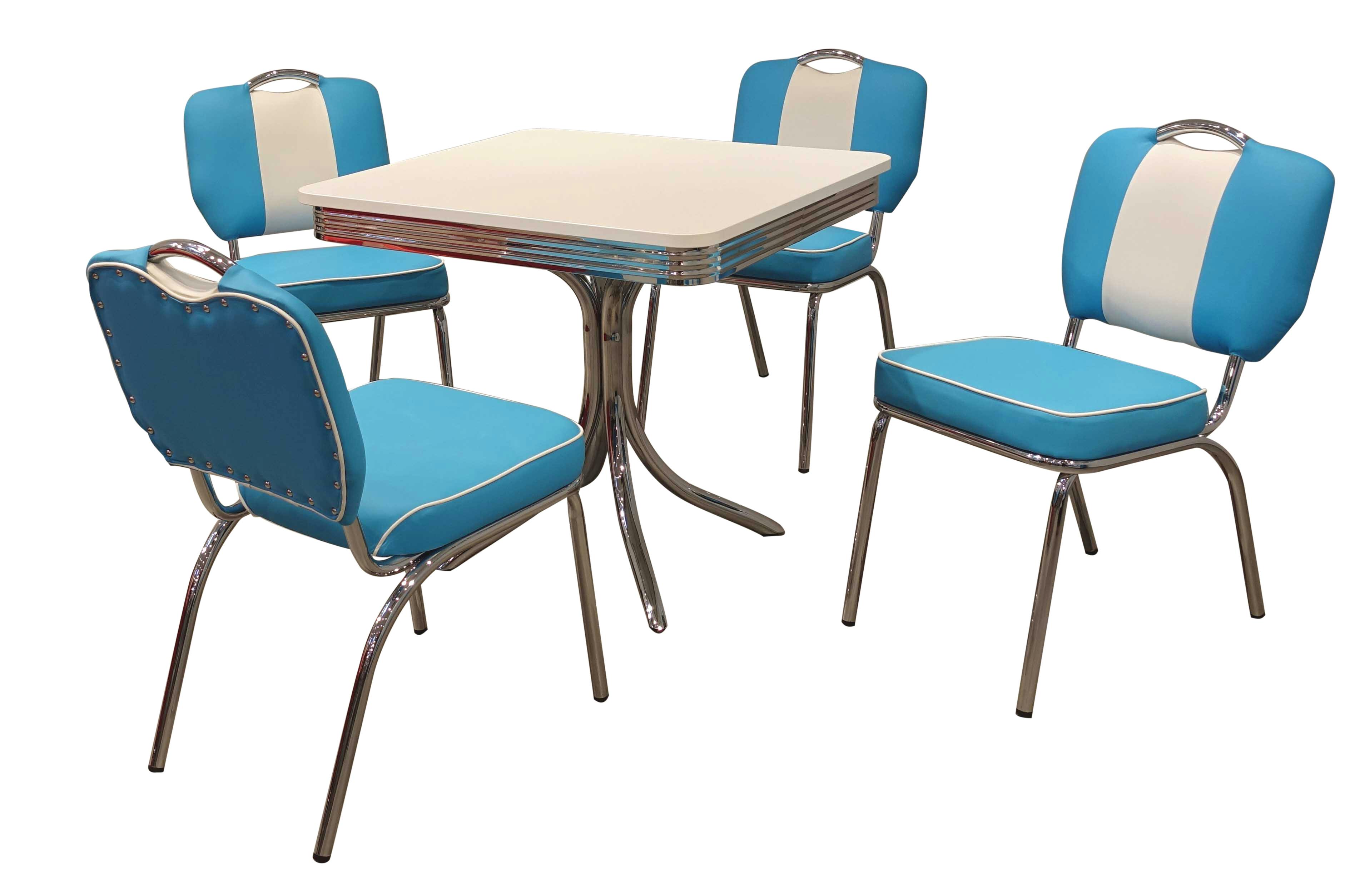 Bargruppe "Kansas", Bezug blau/weiß, American Diner Style, 50erJahre