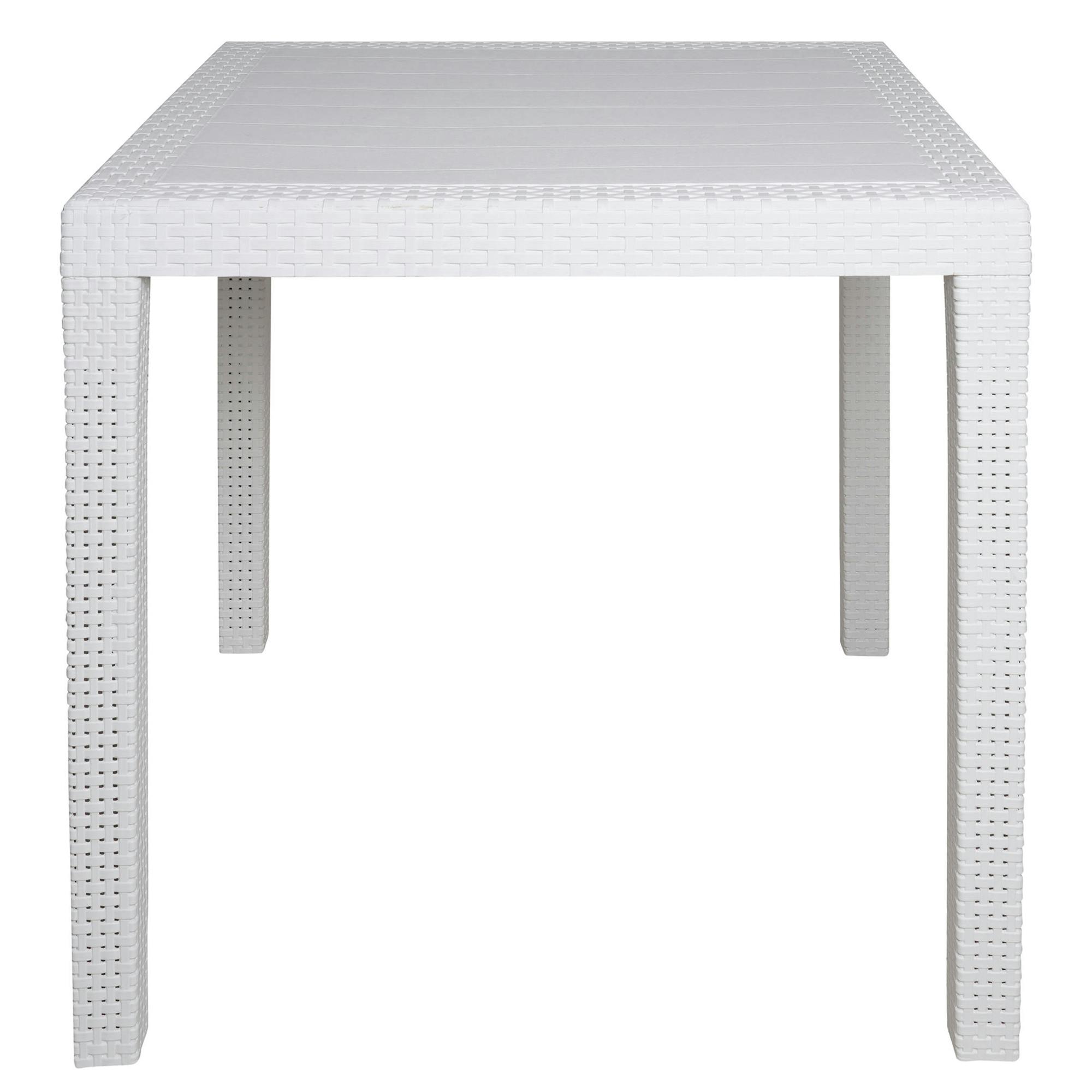 Tavolo da esterno Marte, Tavolo quadrato fisso, Tavolo da giardino multiuso  effetto rattan, 100% Made in Italy, Cm 80x80h74, Bianco