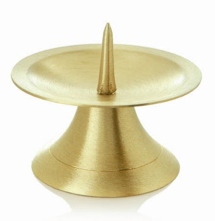 Kerzenleuchter Scheibenleuchter Messing Gold poliert mit dünnen Dorn Ø 11 cm 