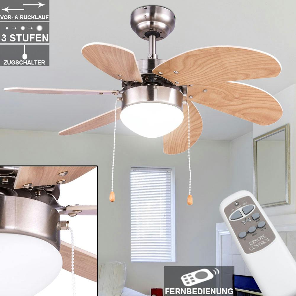 Design Ventilator Decken Kühler Zug-Schalter Flur Glas Lampe Anti Mücken Lüfter 