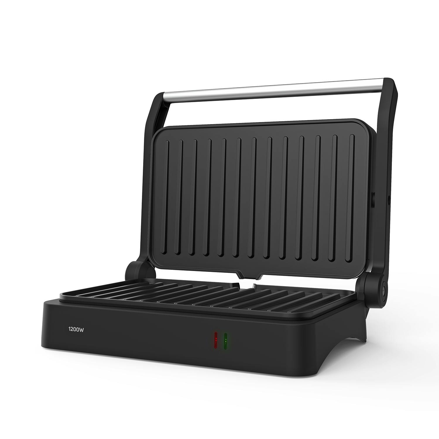 Taurus Asteria - Grill y plancha de asar, 2200W, placas de 28 x 22 cm,  parrilla eléctrica con regulador de temperatura, apertura 180º, asa de  toque frío, antiadherente libre de PFOA, Negro/Inox 