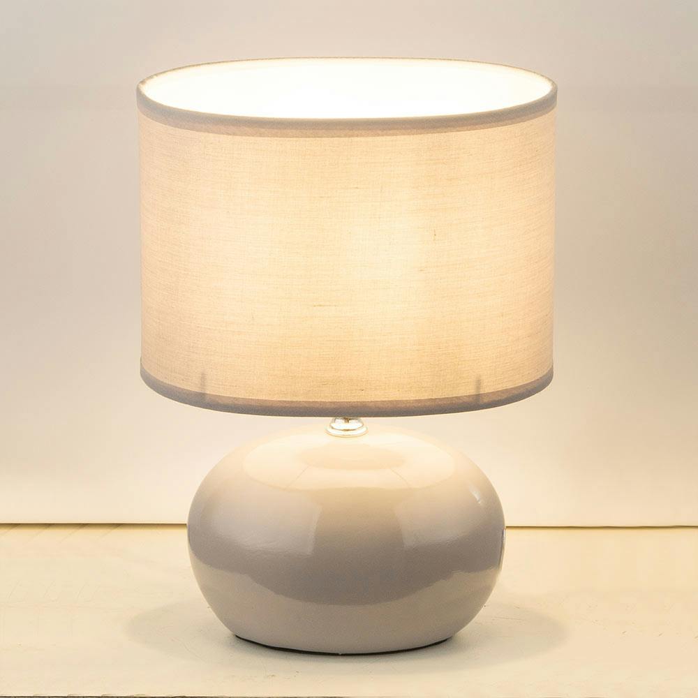 Luxus Nacht Tisch Lampe grau Schlaf Zimmer Beleuchtung Keramik Textil Leuchte 