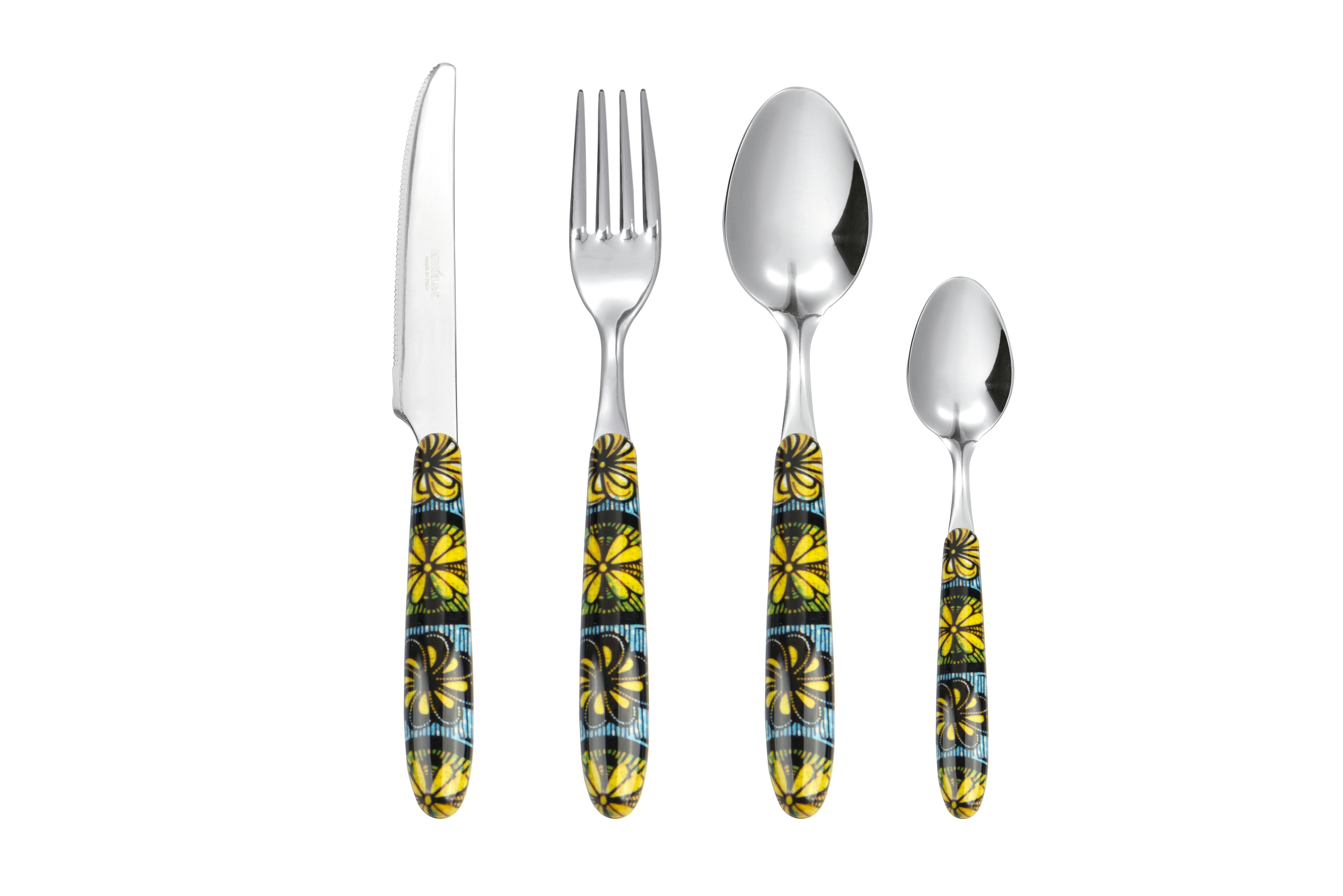 Excelsa set 24 posate Afrika acciaio multicolor