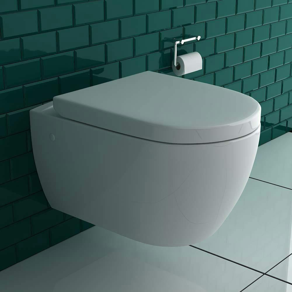 Komplett Set Hänge Wand Toilette WC mit Soft Close Sitz Hänge Wand Bidet 