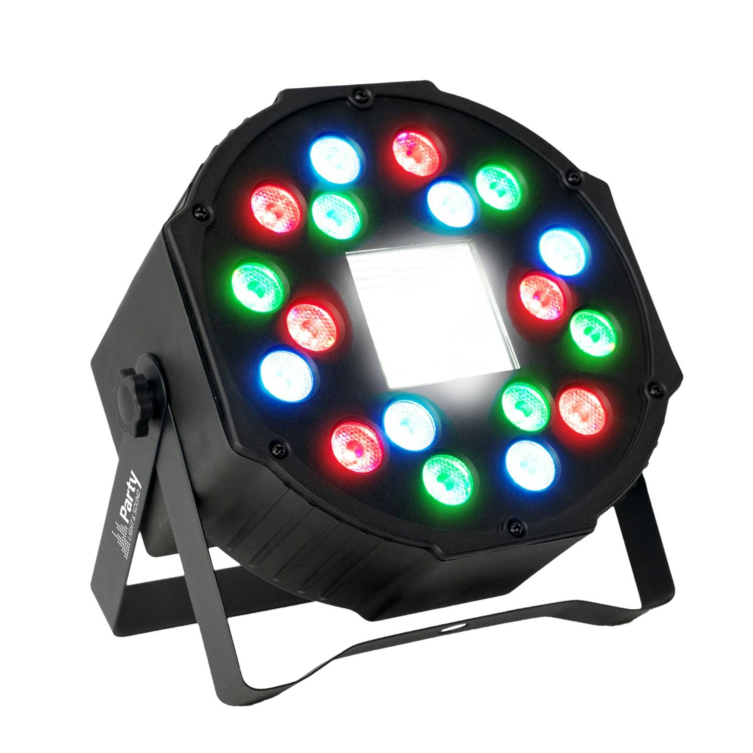 Jeu de lumière PROJECTEUR PAR Party Sound & Light PARTY-PAR-STROBE - DMX A  18LED AVEC Stroboscope 36 LED, Etrier