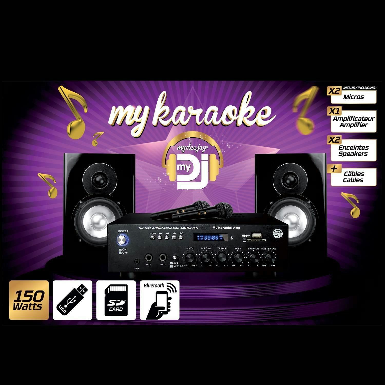 Karaoké SKYTRONIC Ampli karaoké noir USB/SD/FM 160W+Micro