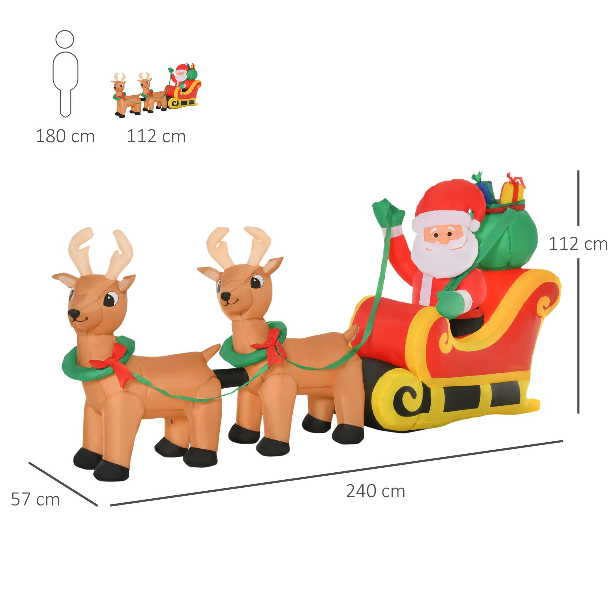 HOMCOM Papá Noel Inflable con Trineo y Renos con Luces LED Decoración de  Navidad para Exterior Aire Libre con Inflador 240x57x112 cm Multicolor |  MAKRO Marketplace
