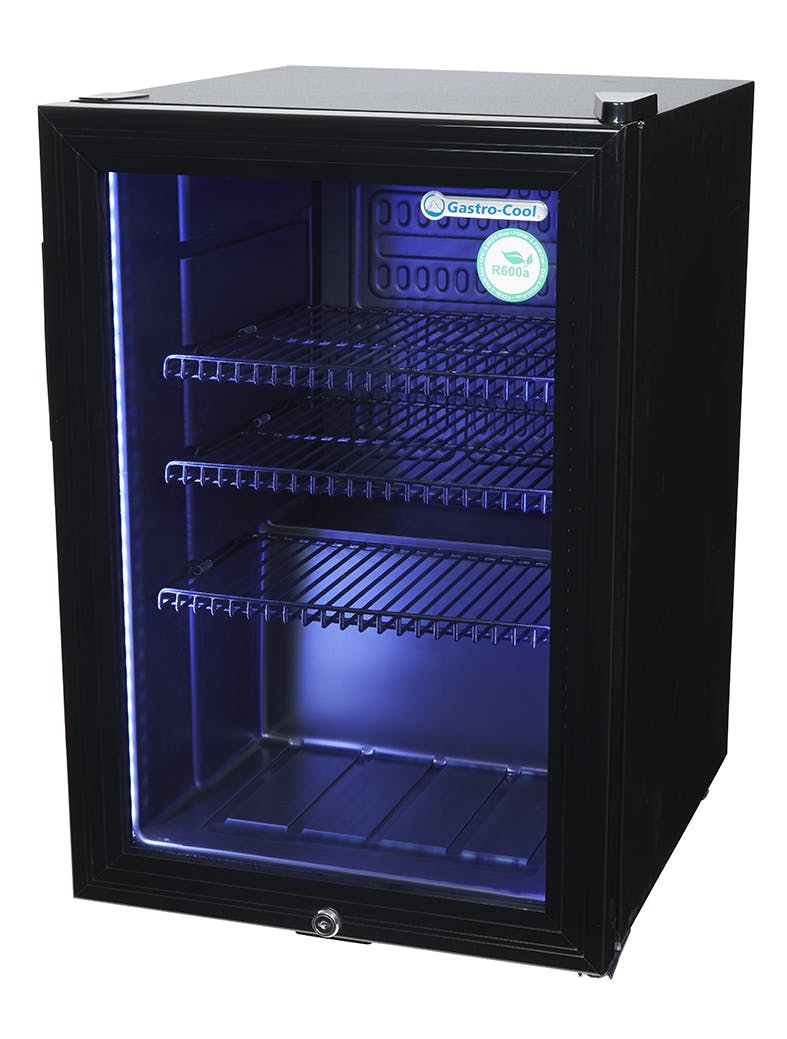 Gastro-Cool - Flaschenkühlschrank mit Glastür - schwarz - Hochleistungs-LED  - GCKW65