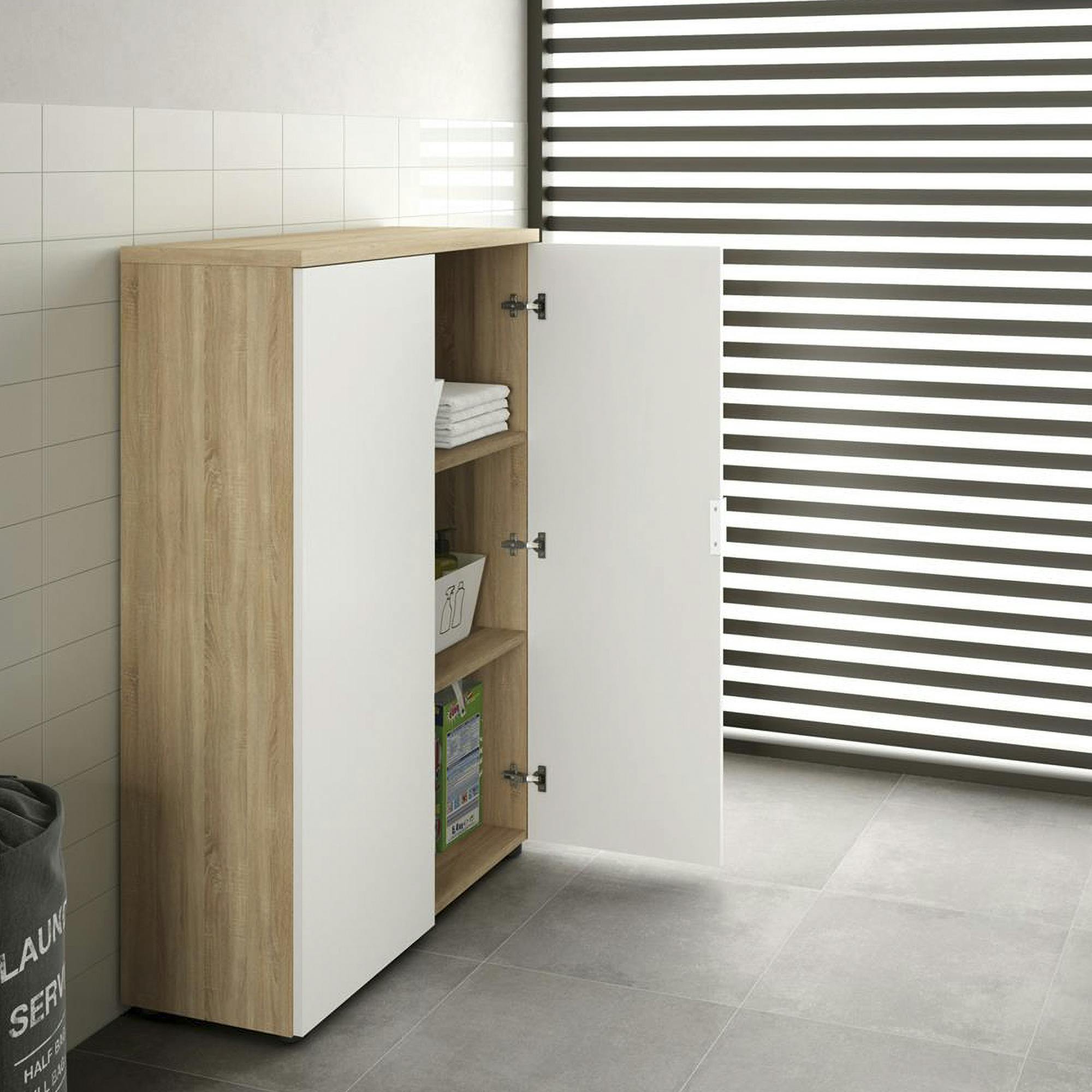 Dmora - Armadio multiuso Forcola, Mobile multifunzione portascope,  Guardaroba a 2 ante, 78x35h190 cm, Bianco : : Casa e cucina