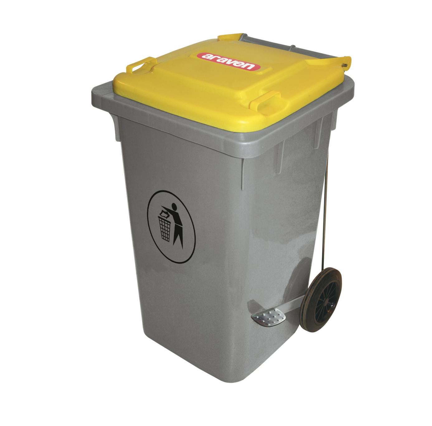 Cubo basura con pedal 25L amarillo - Araven