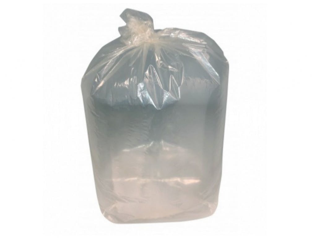 Sac poubelle 30 L transparent à liens coulissants en plastique