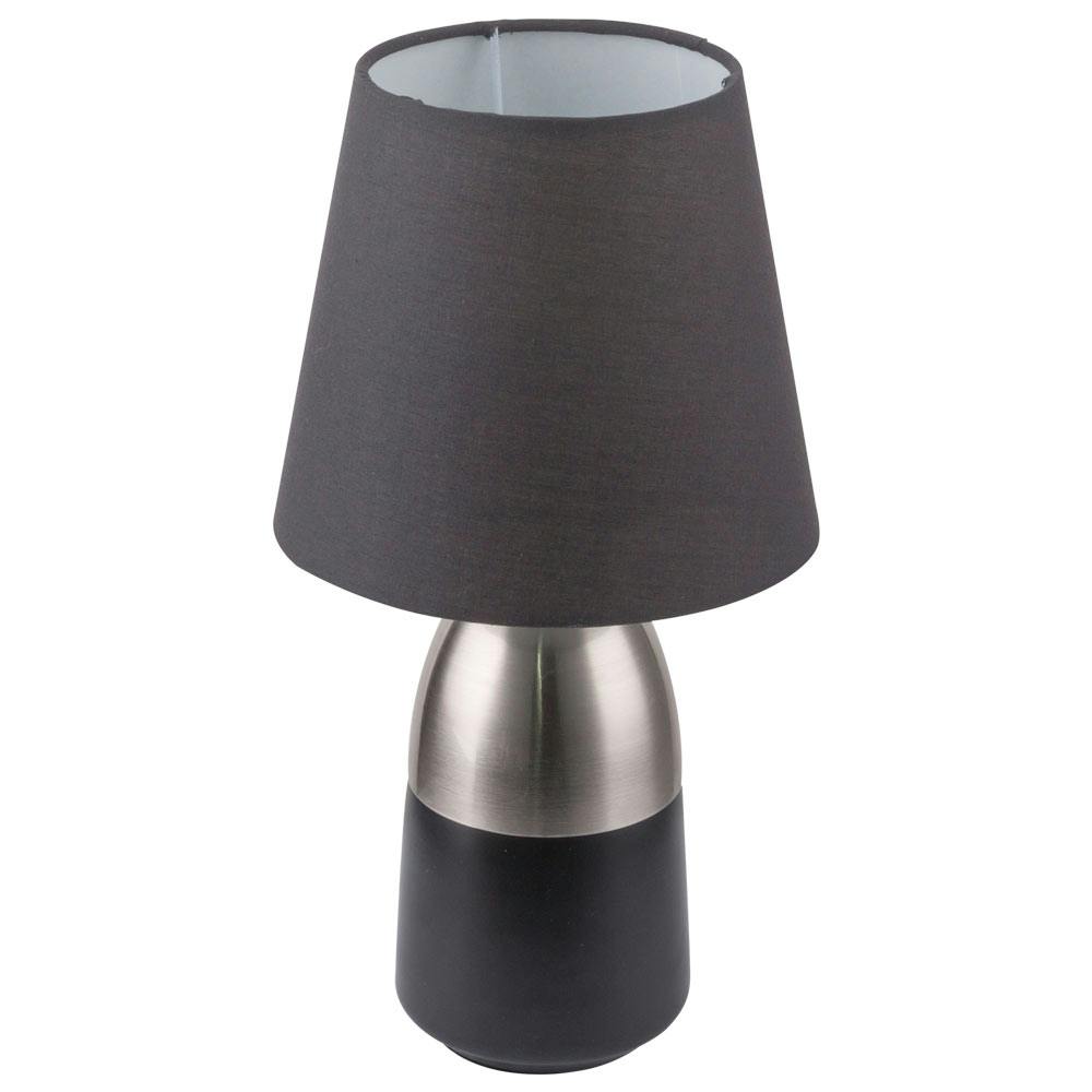 Design Nacht Tisch Lampe schwarz Schlaf Wohn Zimmer Textil Touch Lese