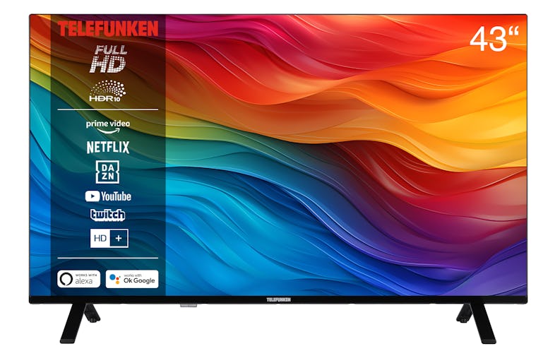 Telefunken XF43SN750S 43 TV Zoll - HDR, | 6 Monate HD+ Triple-Tuner) HD, Marktplatz inkl. (Full Fernseher/Smart METRO