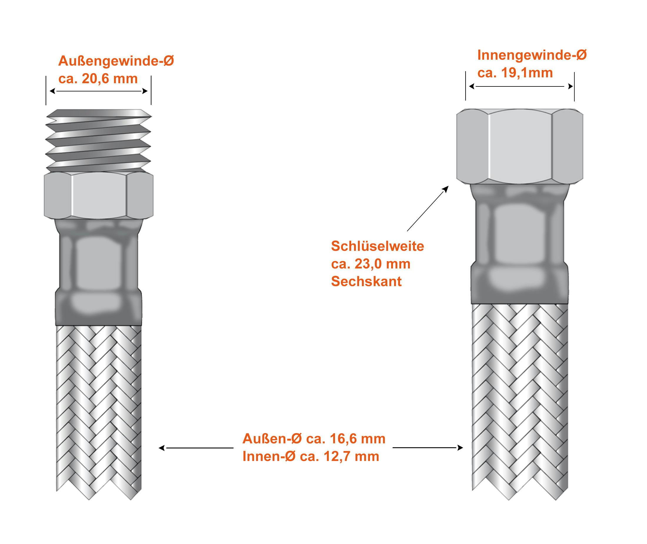 Sfx Panzerschlauch Dn13 1 2 Um X 1 2 Ag Knickfest Edelstahl