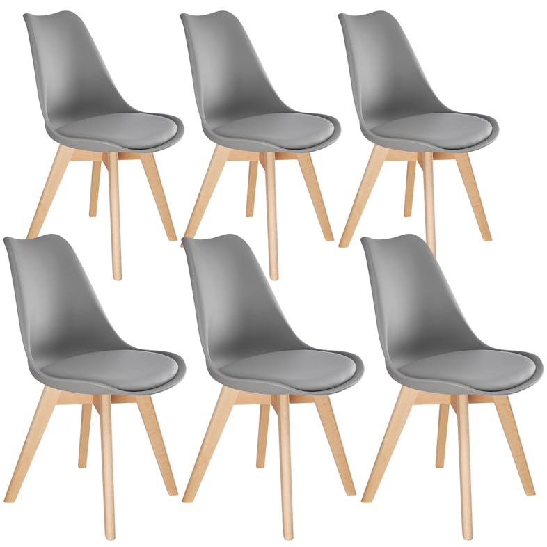 tectake Conjunto de 6 sillas de comedor Federica - gris - 403818
