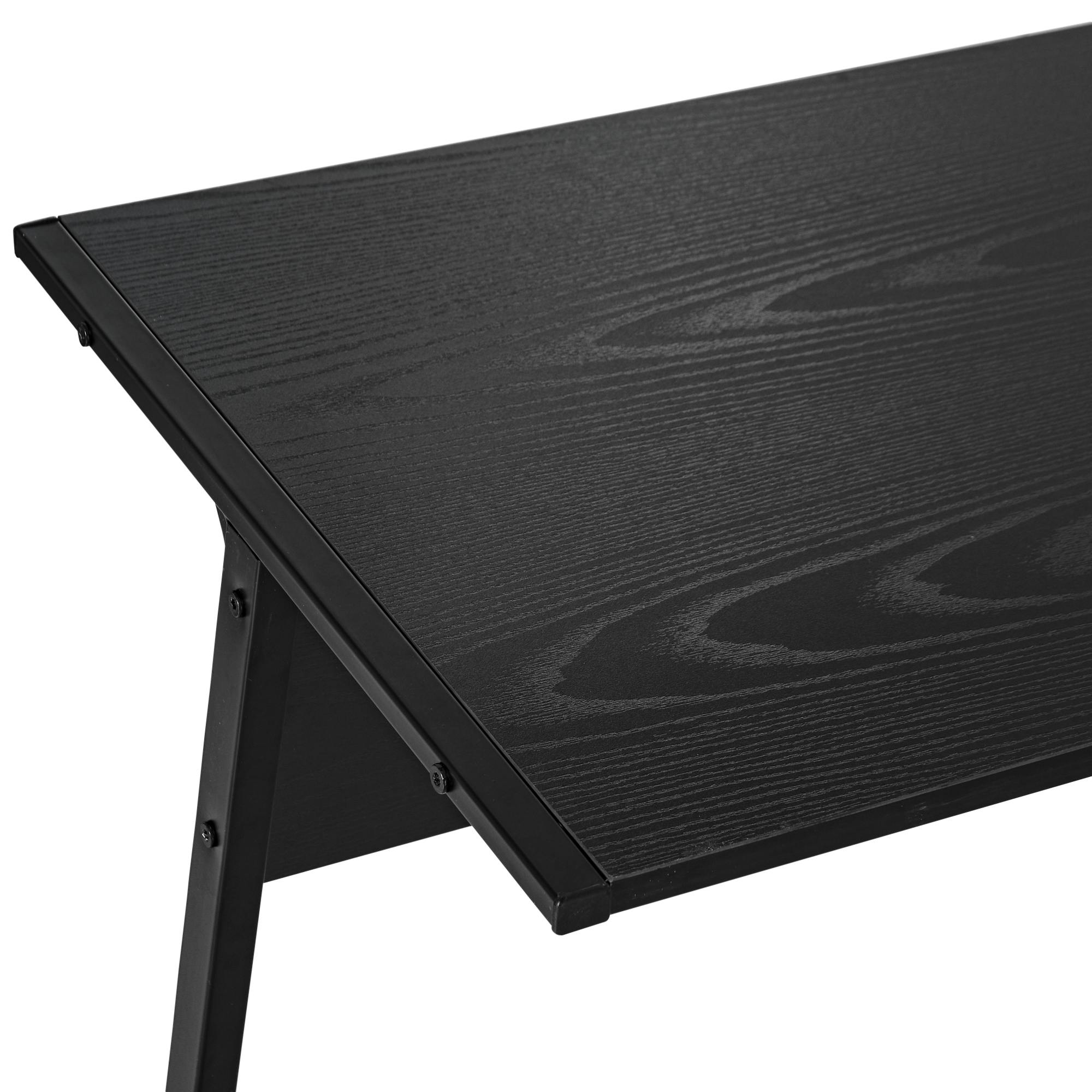 HomCom Scrivania Angolare per Ufficio, Scrivania Gaming in Legno e Metallo,  Nero, 155x130x76cm