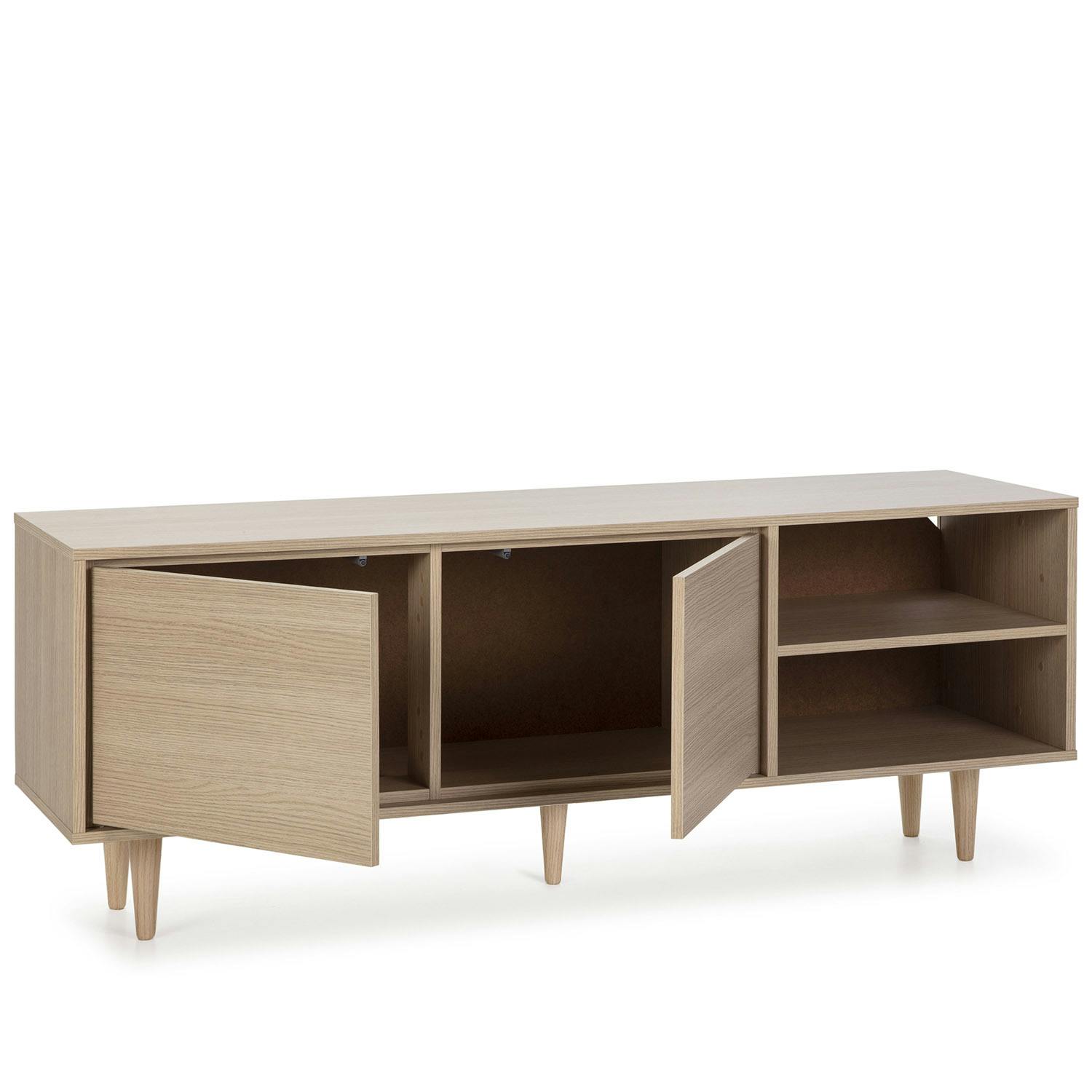 MUEBLE TV 180 CM CON 1 PUERTA, 1 HUECO, 2 CAJONES Y 2 HUECOS