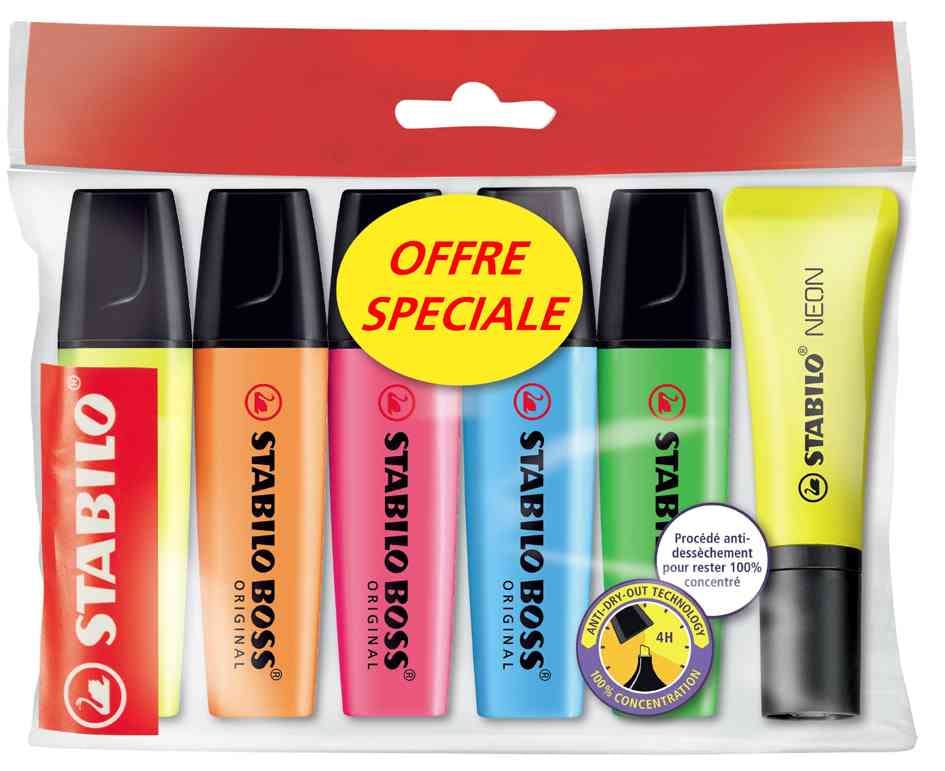 Surligneurs STABILO BOSS ORIGINAL Fluo - Pochette de 8 Surligneur fluo  coloris assortis