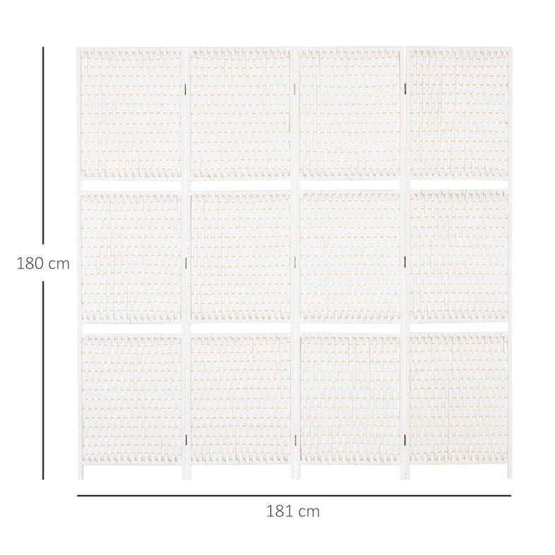 HOMCOM Biombo Separador de Ambientes Plegable con 2 Estantes de Madera de  Pino y Fibra de Papel 181x180 cm Blanco