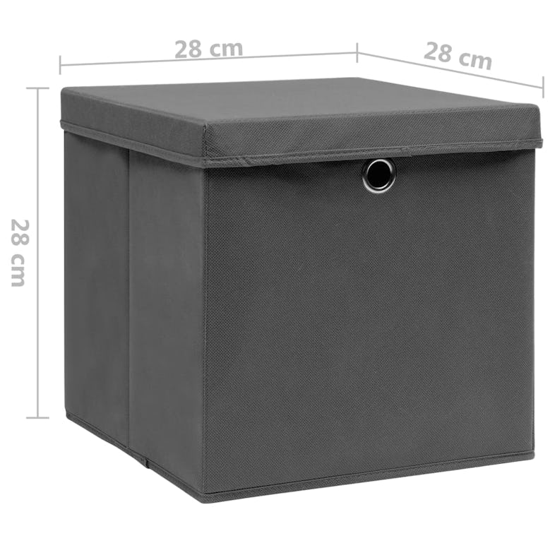 vidaXL Aufbewahrungsboxen, 28x28x28 cm, Vliesstoff, grau, mit Deckeln, 10  Stück
