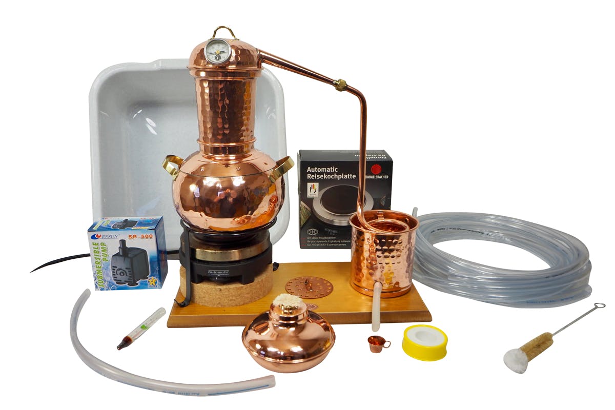 CopperGarden®` Destillieranlage Arabia 2 Liter Tischdestille Sorgenfrei  Paket mit allem Zubehör
