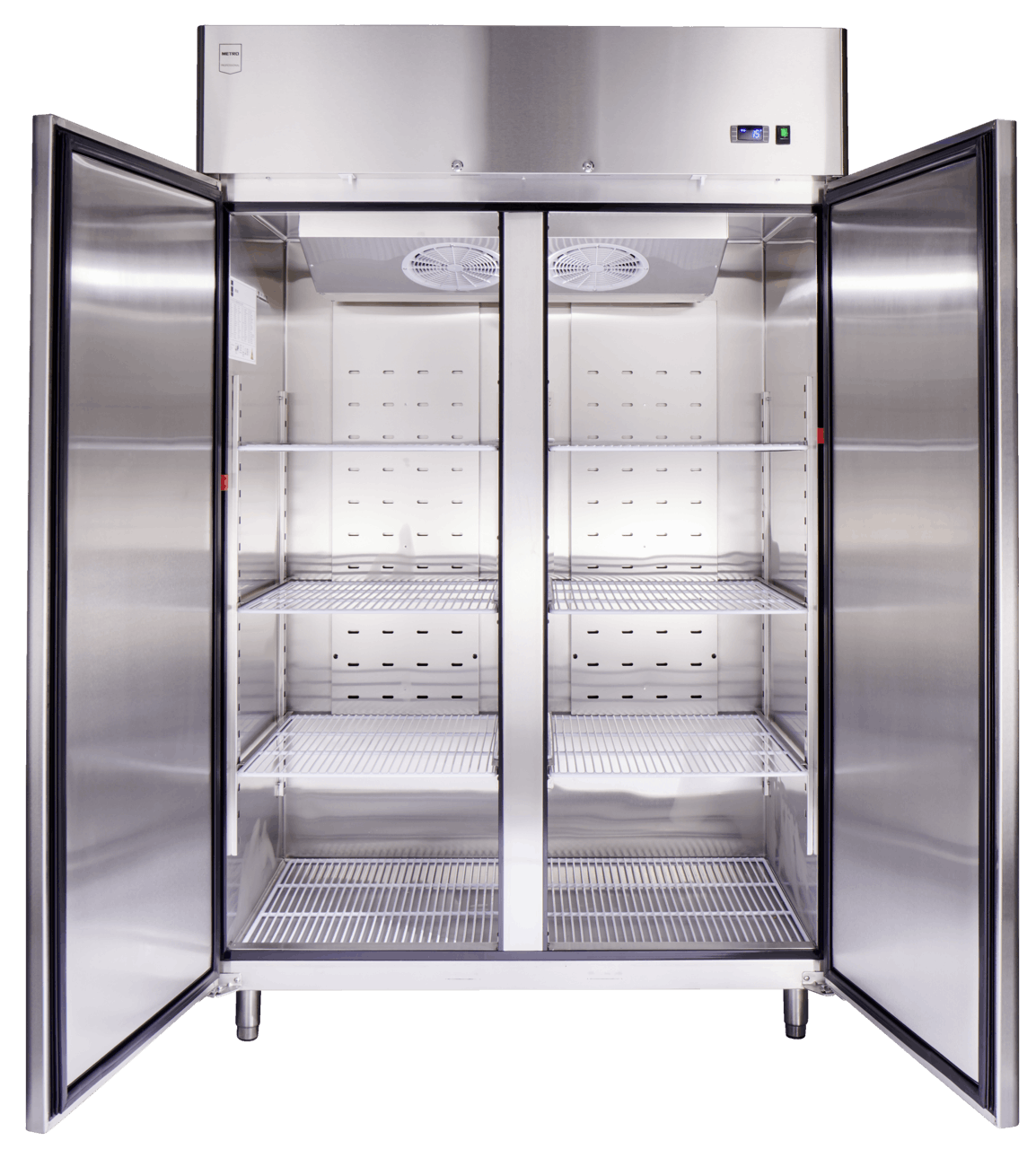 METRO Professional Kühlschrank GRE1400, Edelstahl, 131.4 x 80.5 x 206.5 cm,  940 L, Luftkühlung, 350 W, mit Schloß, silber