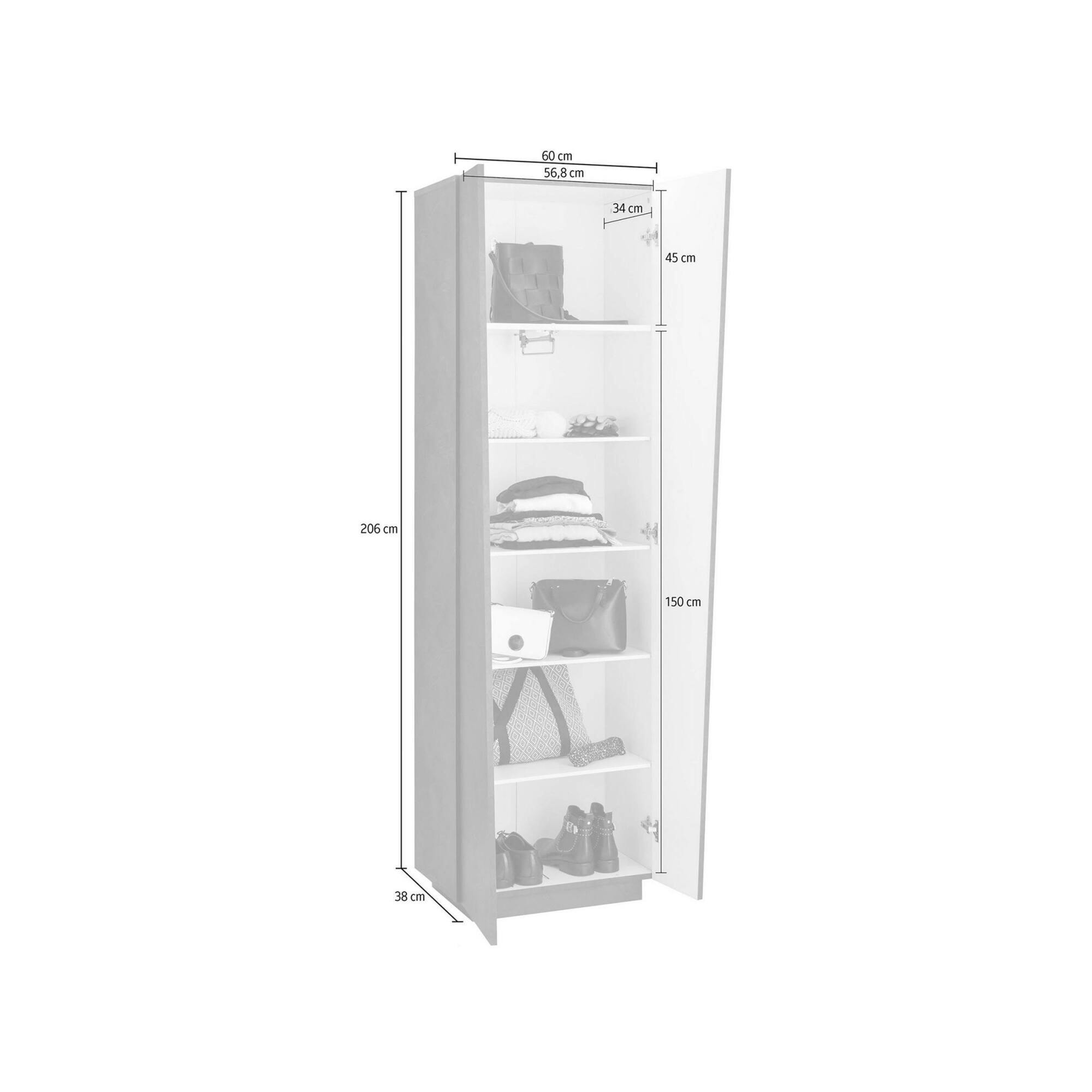 Dmora Armadio multiuso Medea, Portascarpe a 2 ante e 5 ripiani, Mobile  multifunzione, 100% Made in Italy, cm 60x38h200, Ardesia