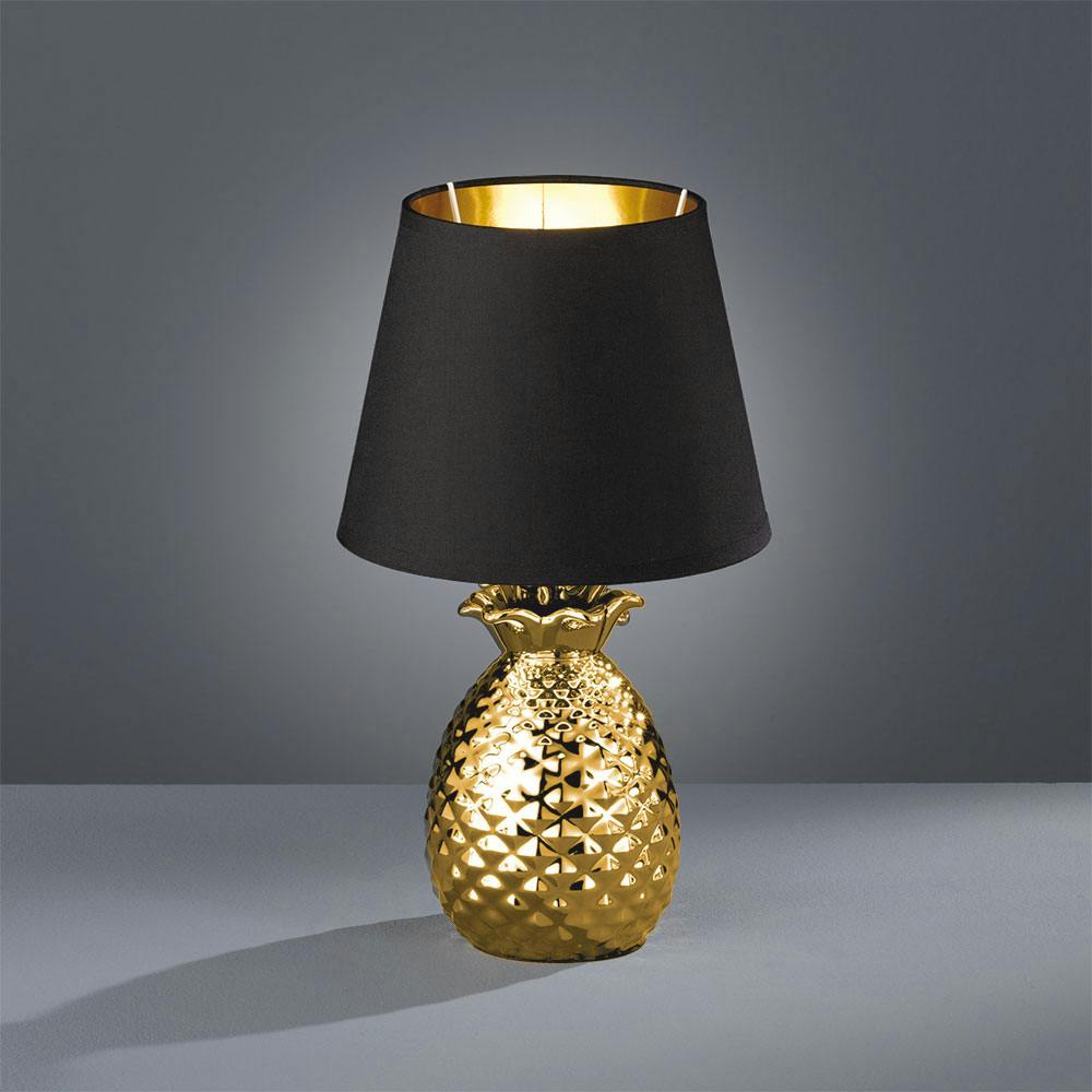 LED Schreib Tisch Lampe Wohn Zimmer Ananas Nacht-Licht Leuchte SCHWARZ-GOLD 