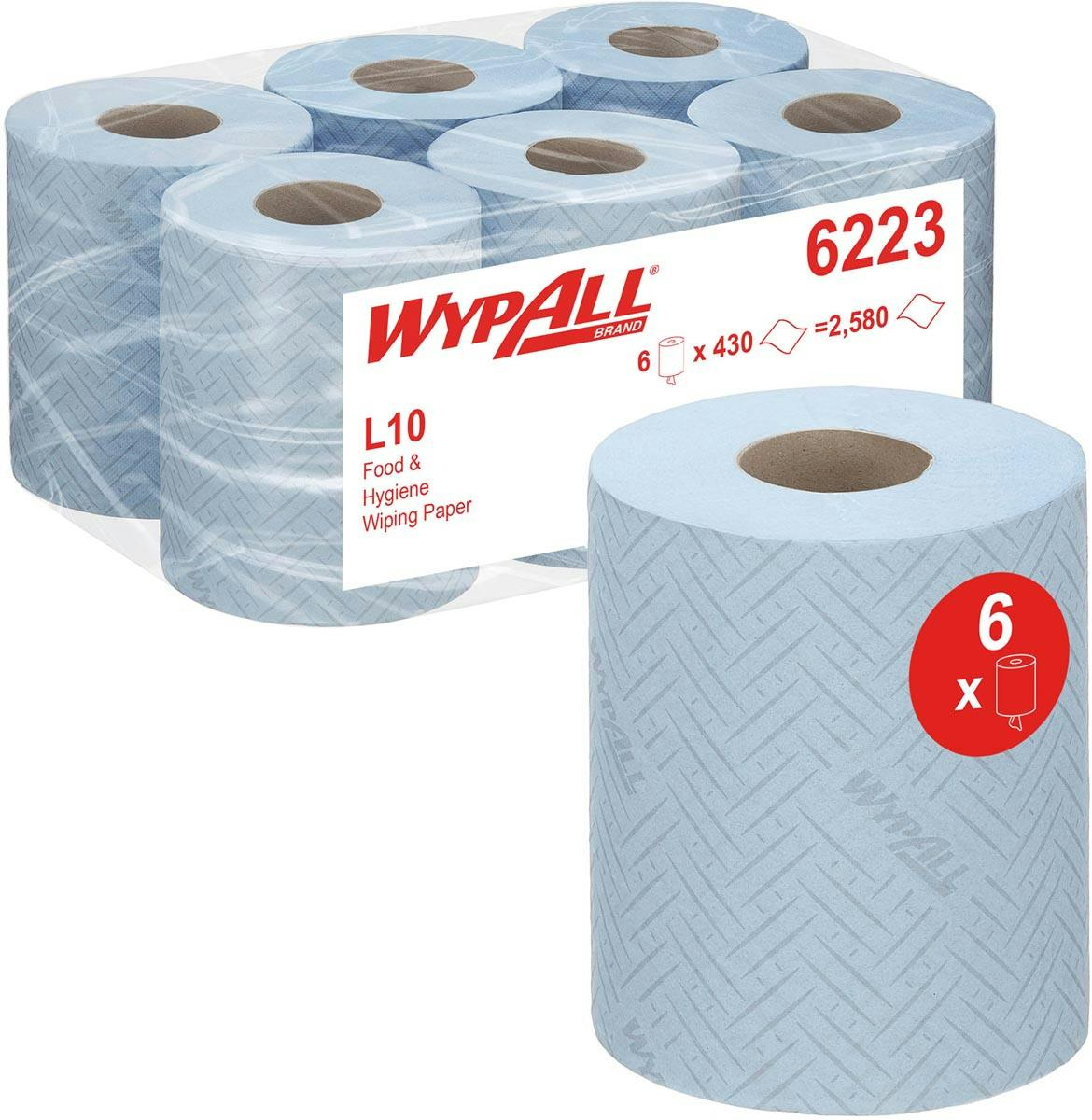 Essuyeurs WypAll® L10 7491 - Nettoyage Magasins & Points de vente - Bobine  à dévidage central pour Roll Control™, 6 bobines de 400 formats, 1  épaisseur, blancs