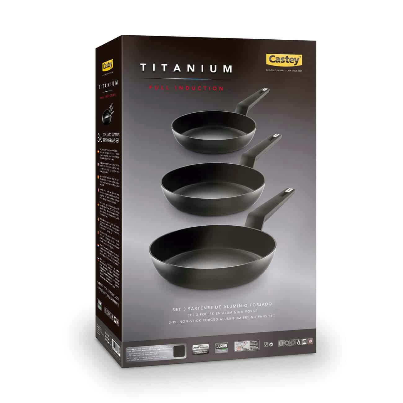 Castey set 3 sartenes titanium - 18, 22 y 26 cm