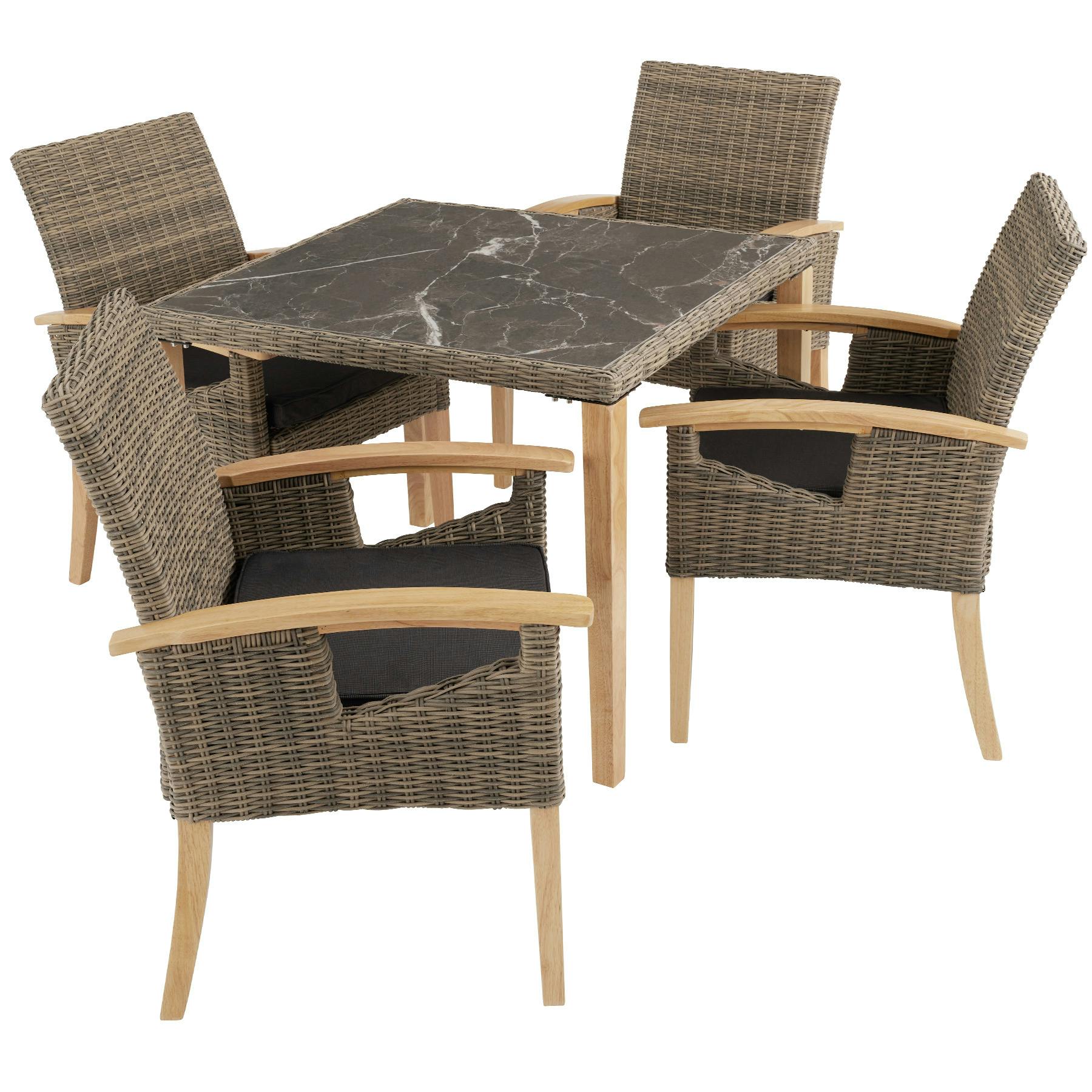 tectake Tavolo in rattan Taranto 93,5 x 93,5 x 75 cm - naturale