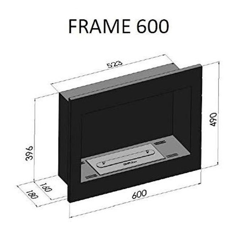 Chimenea de bioetanol Frame 600 en negro mate para montaje en pared sin  vidrio