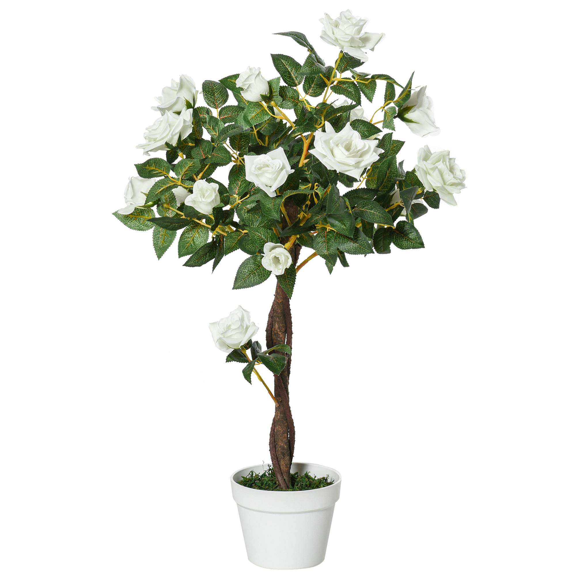 Outsunny Planta Artificial de 90 cm Rosa Blanca Realista con 21 Flores y  350 Hojas Maceta de Cemento Incluida para Interior y Exterior Verde | MAKRO  Marketplace