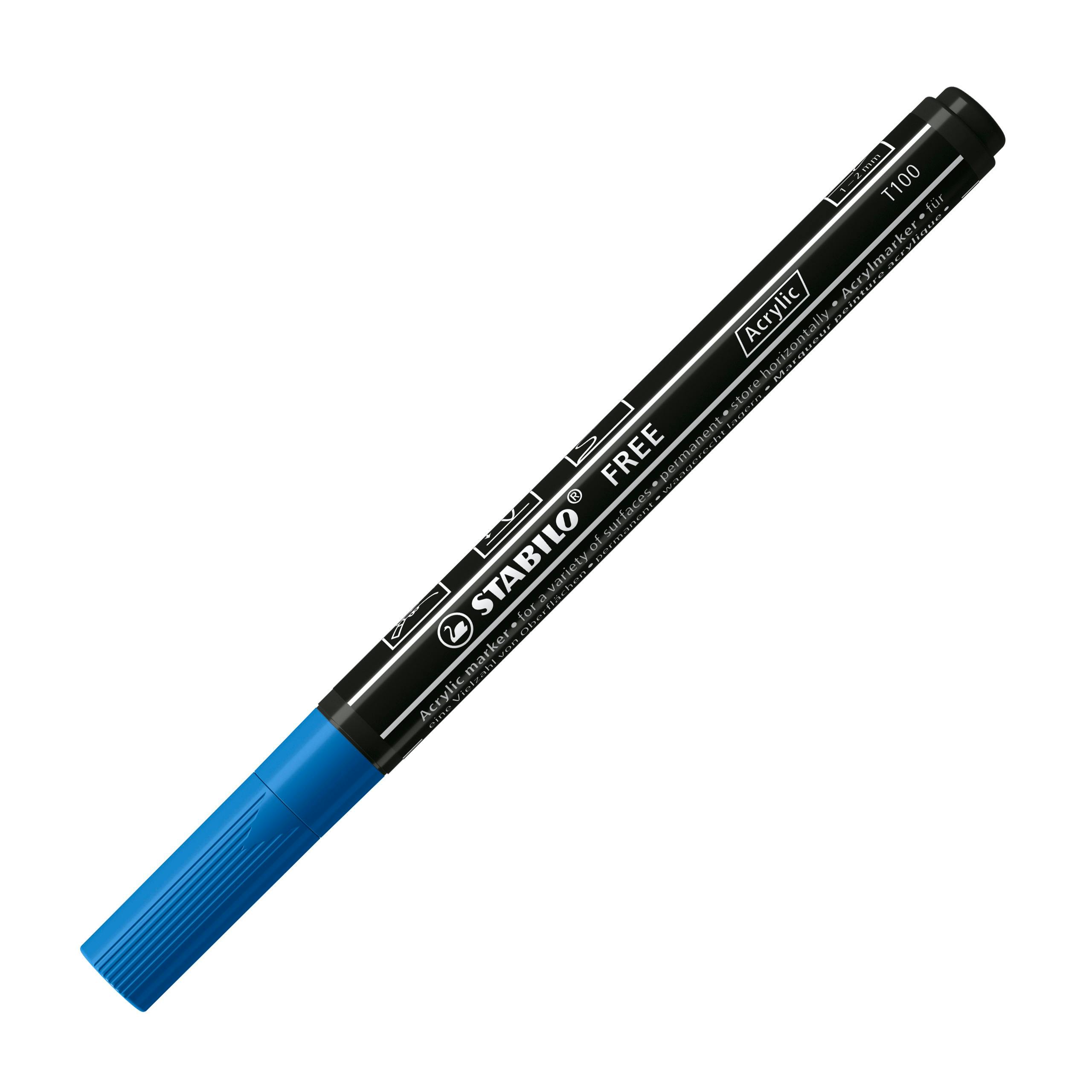 STABILO marqueur pointe fine FREE acrylic T100 bleu foncé