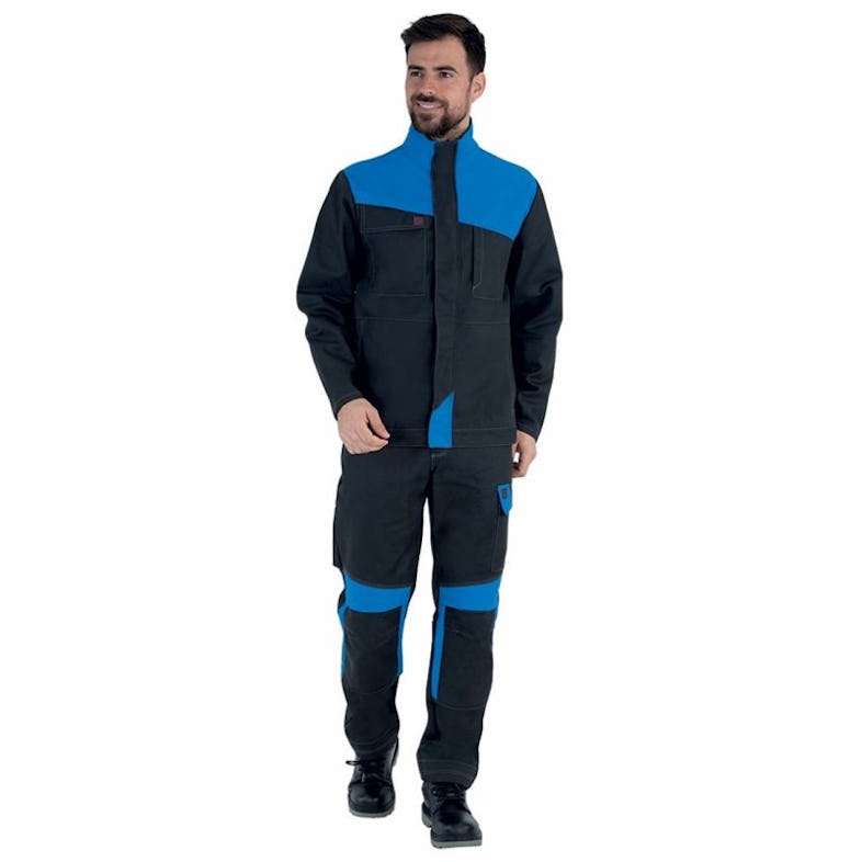 Lafont - Pantalon de travail avec poches genoux MUFFLER Gris Foncé / Bleu Azur Taille 3XL
