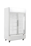 METRO Professional Doppel Getränkekühlschrank GSC2100, Stahl/Aluminium/Glas, 120 x 72.5 x 206.6 cm, 930L, Umluftkühlung, Canopy und Schloß, weiß