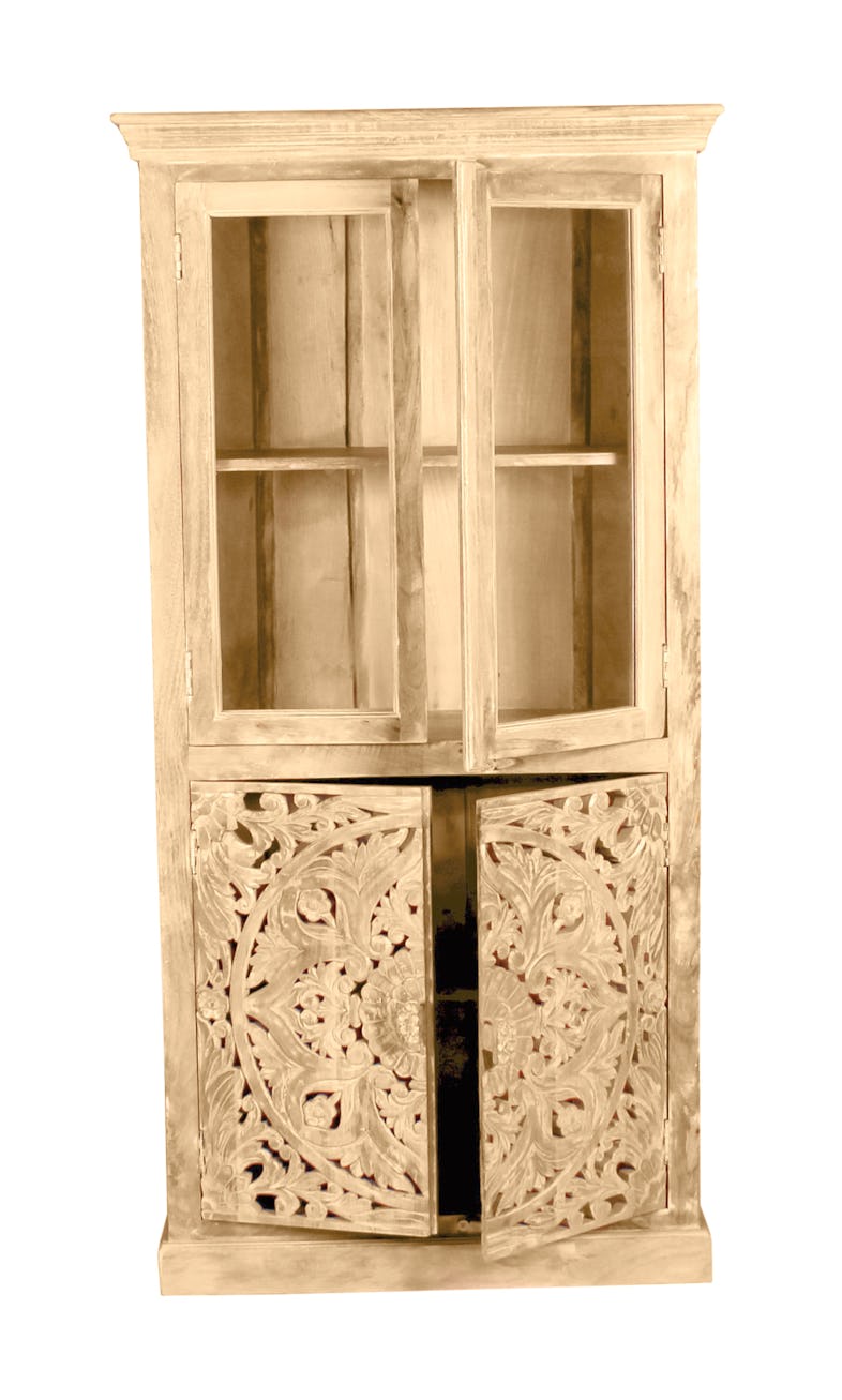SIT Möbel Vitrine aus Mango-Holz | 2 Glastüren, 2 Holztüren | natur | B 90  x T 45 x H 180 cm | 13704-01 | Serie LAKADEE | METRO Marktplatz