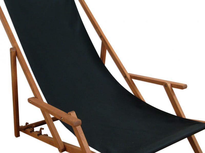 Deckchair schwarz Holz Gartenliege Buche Sonnenliege Liegestuhl Kissen 10-305 KD 