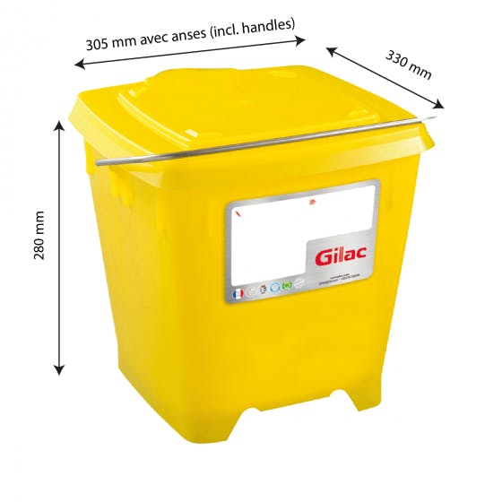 GILAC Couvercle avec poignée pour conteneur HACCP - 50 L - Jaune G613323