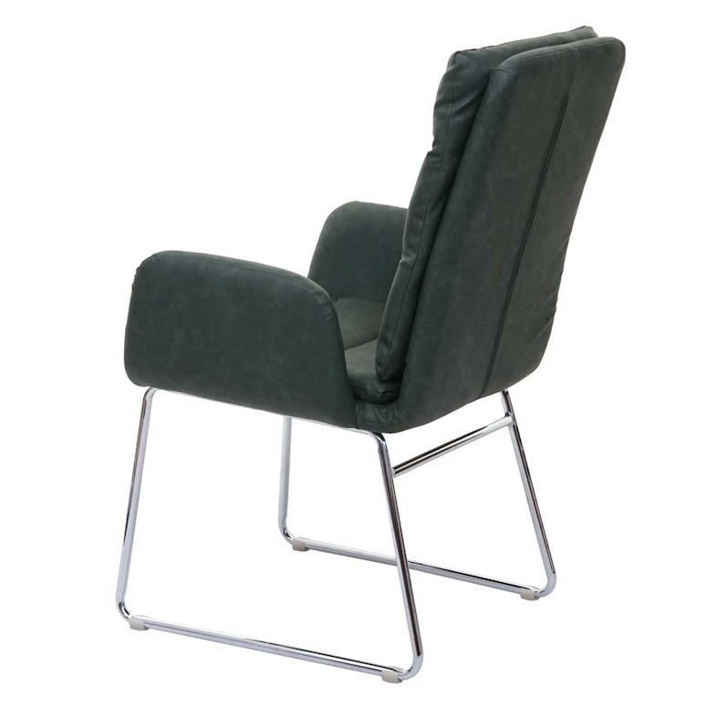 Esszimmerstuhl HWC-H32, Küchenstuhl Stuhl mit Armlehne, Kunstleder Stahl ~  grün | METRO Marktplatz