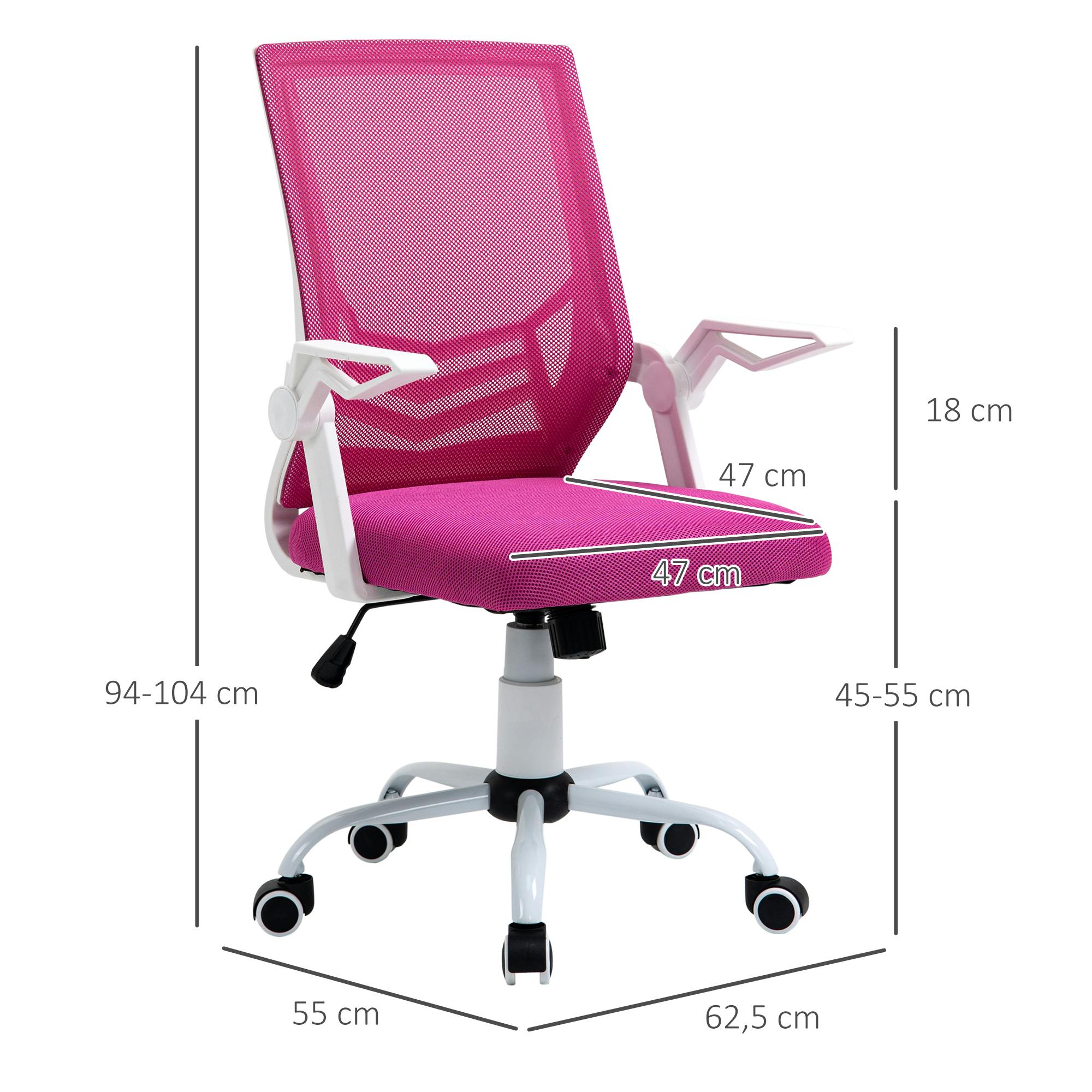 Vinsetto Silla de Oficina Ergonómica Silla Escritorio con Altura Ajustable  Reposabrazos Abatible Soporte Lumbar Transpirable 62,5x55x94-104 cm